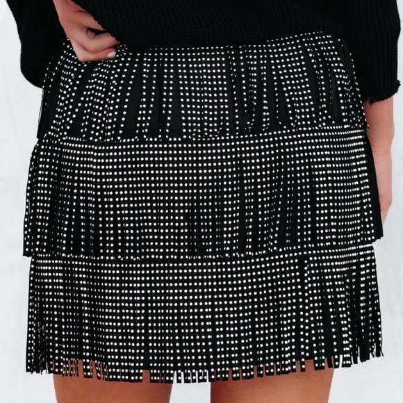 ZOIE STUDDED FRINGE MINI SKIRT - Picture 8 of 10